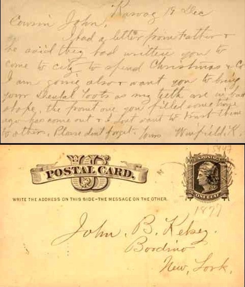 Letter to Dentist 1877 Pioneer