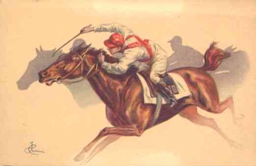 Racing Horse Jockey in Red Cap