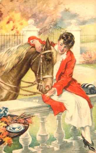 Lady Giving Sugar to Her Horse