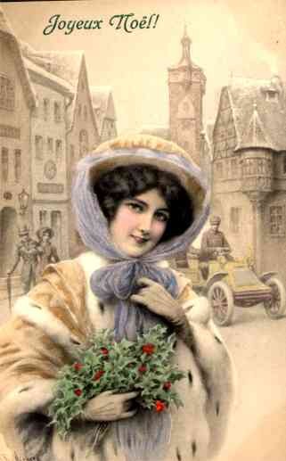 Lady Holding Leaves with Berries Auto in Winter