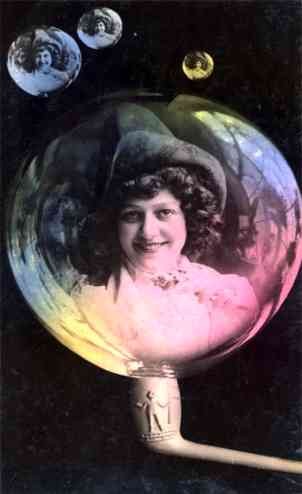 Smiling Girl in Hat Inside Bubble