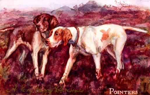 Pointer Dogs in Field Christmas