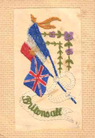 Embroidered Silk British French Flags