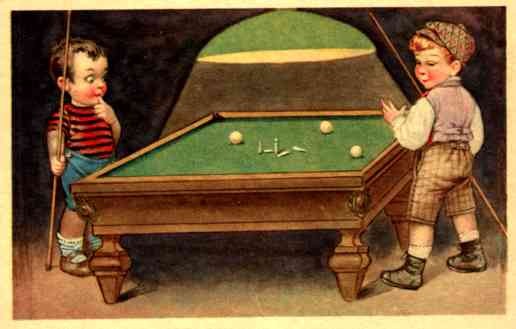 Clever Boys Playing Billiards