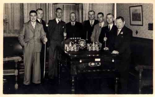 Billiards Team with Trophey Real Photo
