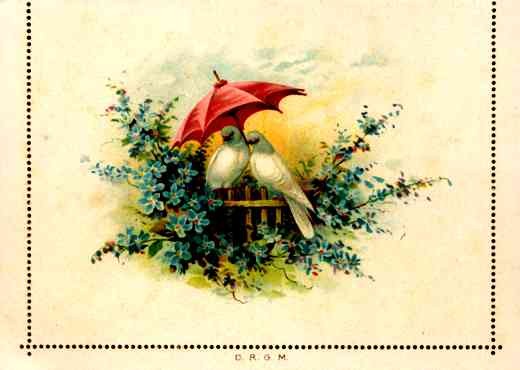 Doves under Pink Umbrella Letter Card
