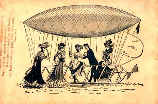 Ladies Getting In Dirigible French Poem