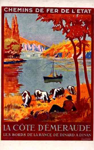 France Coast Cows Sailboat Mountains