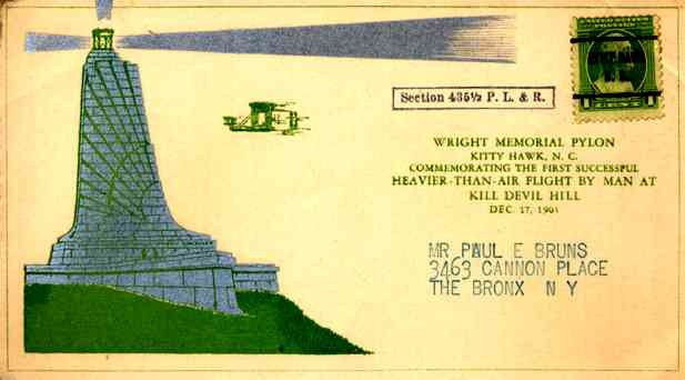 Pilot Wright Memorial Pylon Biplane in Sky