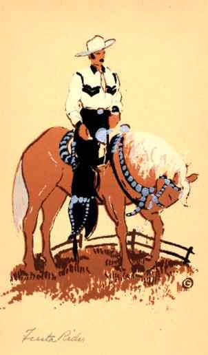 Cowboy on Horse Hand-Drawn