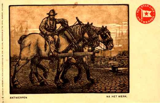 Red Star Line Antwerp Man on Horses