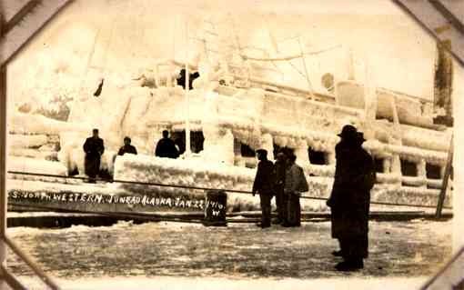 Ice Covered Steamer Alaska 1916 Real Photo