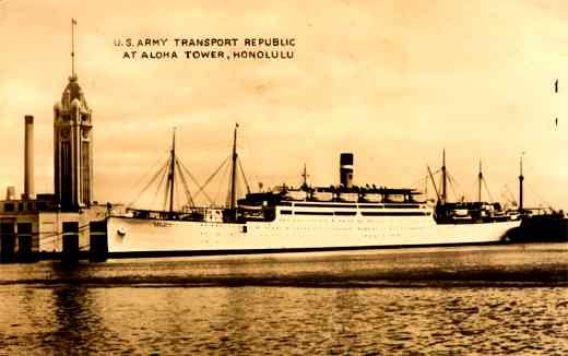 US Transport Ship at Honolulu Hawaii RP