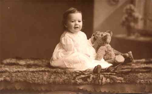 Baby Girl and Teddy Bear Real Photo