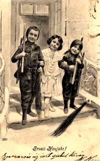 Girl between Two Chimney Sweeps