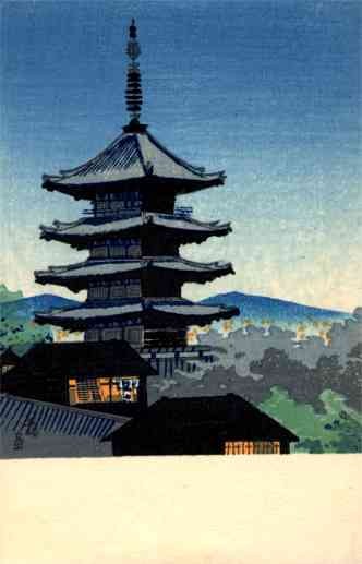 Pagoda Woodblock Print