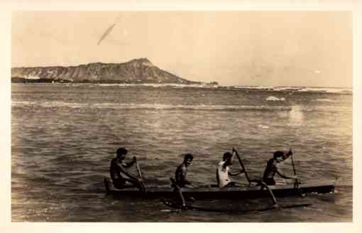 Hawaii Canoeing Team Real Photo