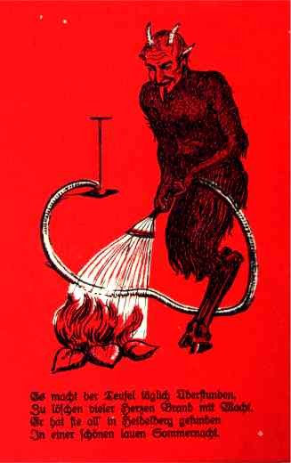 Krampus Watering Flaming Hearts