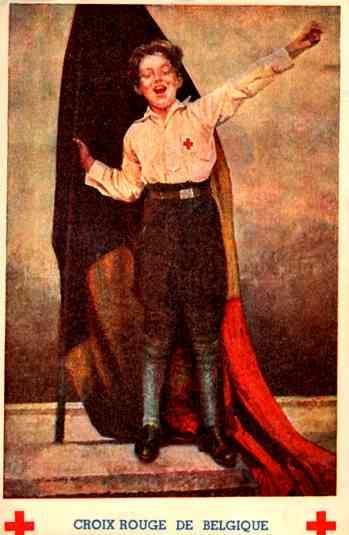 Belgian Red Cross Boy with the Flag