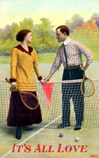 Tennis Couple by Net