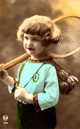 Tennis Girl with Racket Real Photo