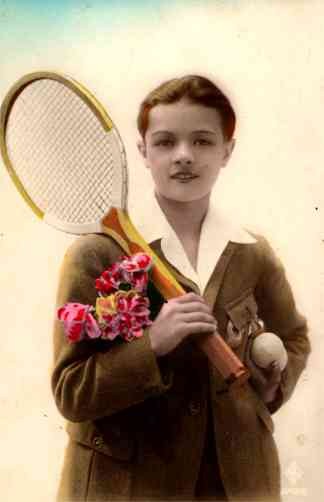 Boy with Racket RP Hand-Tinted French