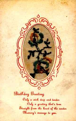 Embroidered Silk Birthday Greeting