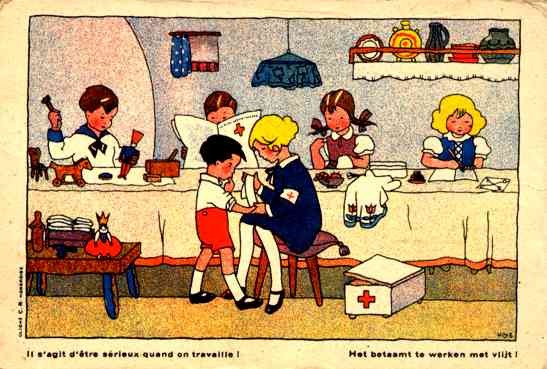 Belgian Red Cross Nurse Girl on Duty