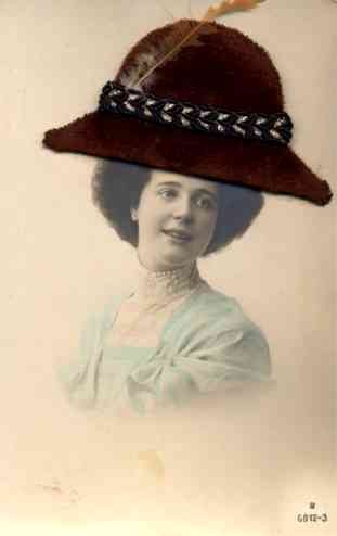 Felt Hat Lady Real Photo Novelty