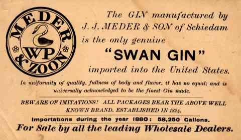 Advert Swan Gin Pioneer NYC