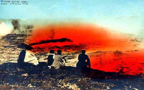 Hawaii Kilauea Volcano Tourists RPPC