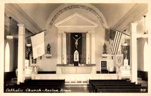Hawaiian Catholic Church Interior Real Photo