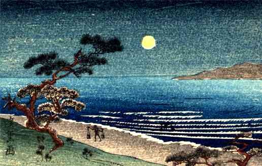 Water Carrier Moon Woodblock