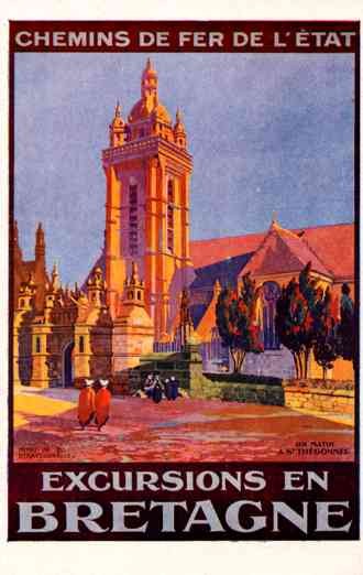 Bretagne Church Travel Poster French