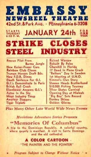 Advert Embassy Theatre Strike Closes Steel