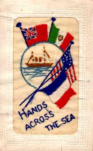 Battleship Embroidered Silk WWI