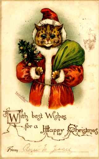 Wain Santa Claus Cat Christmas