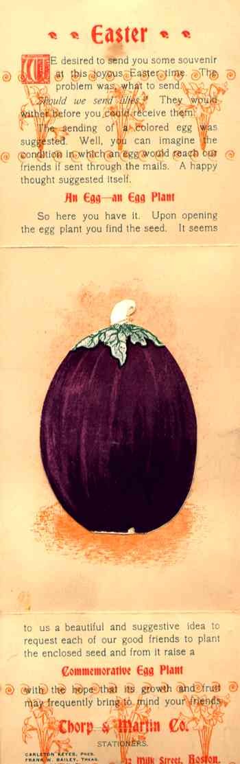 Advert Seeds Easter Eggplant L & K