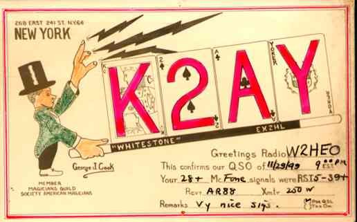 Magician Cook Radio QSL RP NYC