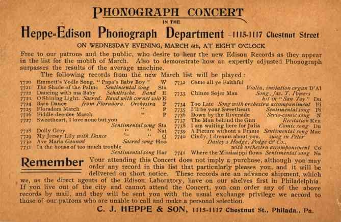 Advert Edison Records Concert PA