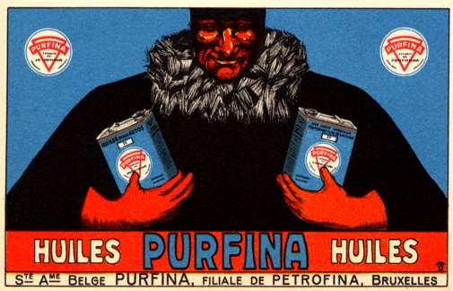 Advert Purfina Oil Auto Race Belgian