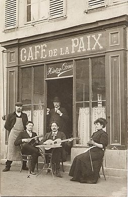 French Cafe Musicians Real Photo