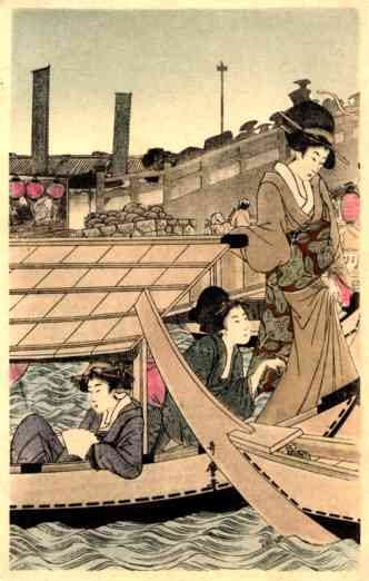 Japanese Art Nouveau Boat Girls