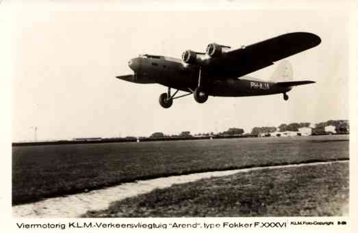 Airplane Fokker KLM Real Photo