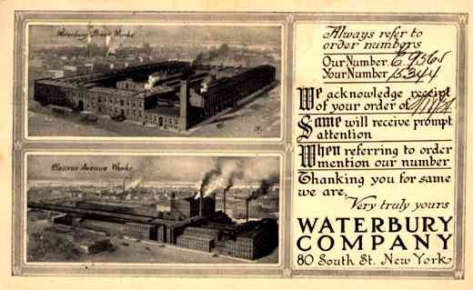 Advert Waterbury Co Factory NYC