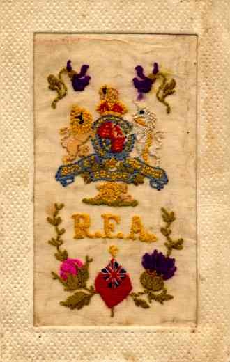Embroidered Silk Lion RFA Crown WWI