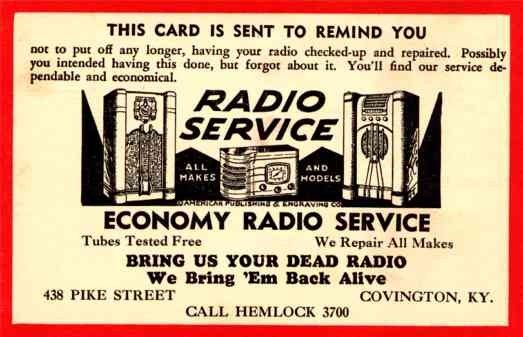 Advert Radio Service Sandglass KY