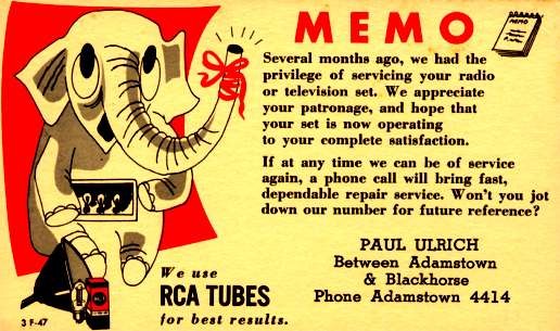 Advert RCA Tubes Radio & TV Ulrich