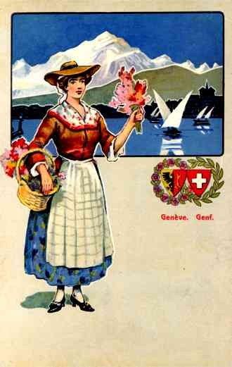 Swiss Woman in Costume Sailboat