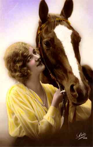 Woman and Horse Real Photo
